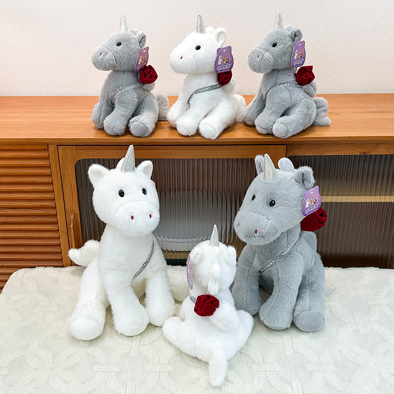 Lindo muñeca de unicornio comercio exterior al por mayor lindo juguete de peluche de dibujos animados nuevo estilo sentado muñeca de unicornio details Picture