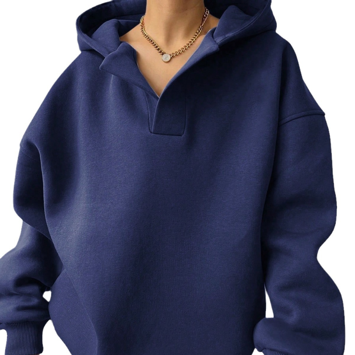 For the autumn/winter 2024 Amazon cross-border European and American women's sweatshirt in solid color, long-sleeved and hooded solid color, loose hoodie for women Item Picture