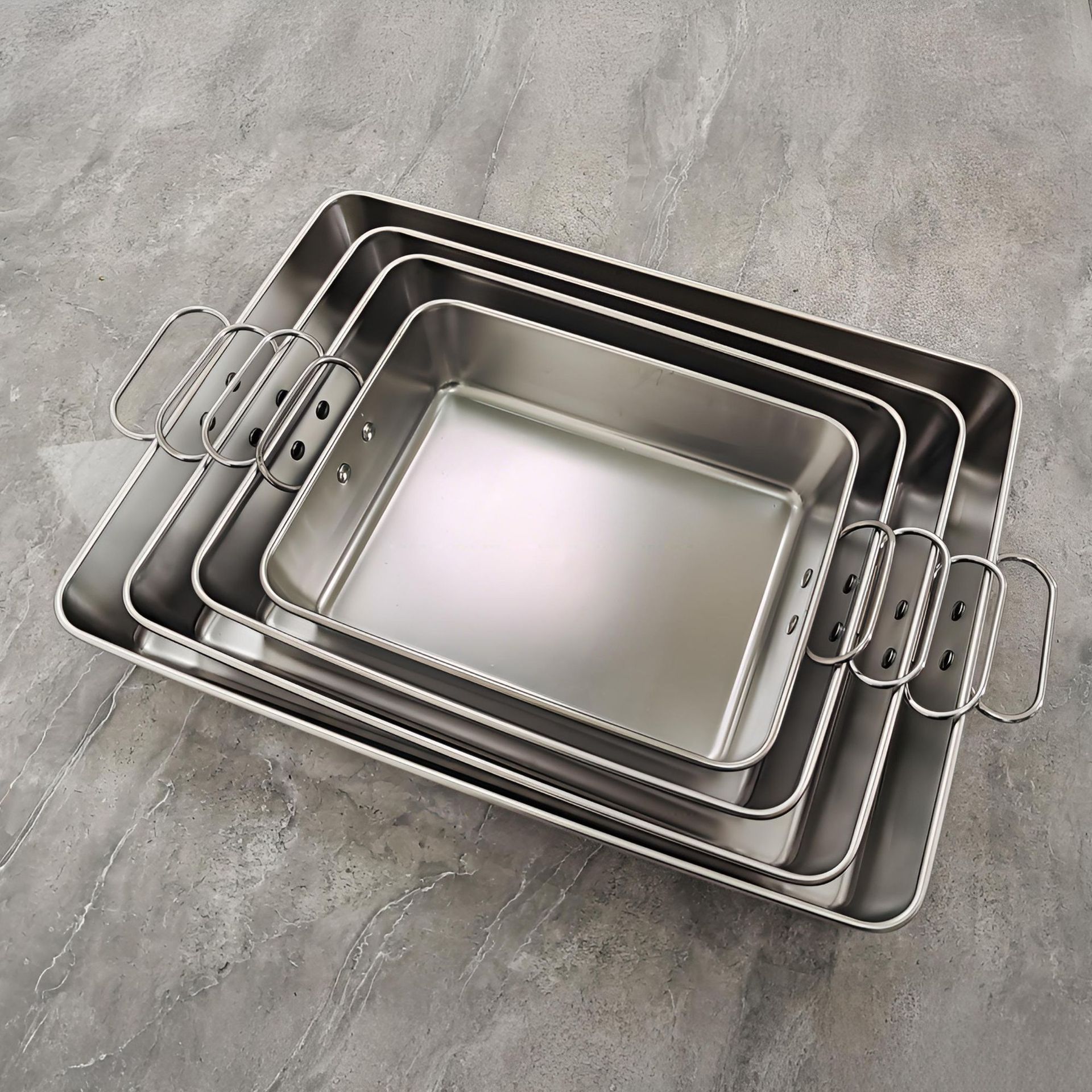 Stainless steel square box, flat-bottomed rectangular tiramisu box, pastry tray, cooling rack, baking tray, mesh rack, multi-purpose tray Specification image