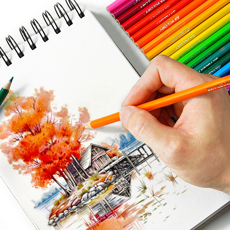 Tianhui Colored Pencil Set, Cross-border Children's drawing Pencils, oil-based colored pencils, 12-color plastic rod colored pencils wholesale details Picture