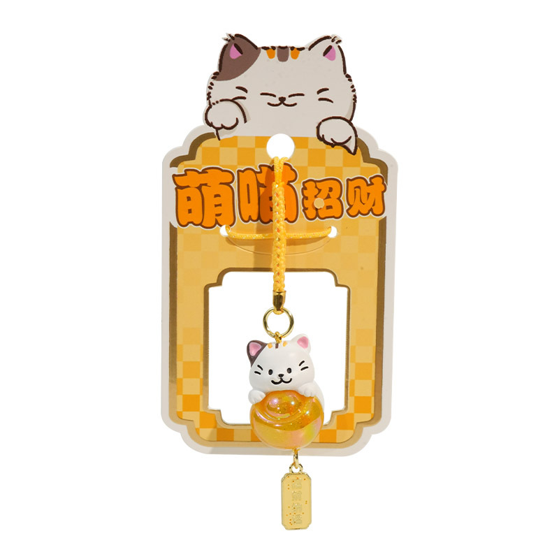 Bai MAO Original Maneki Neko Mobile phone chain Keychain, female creative cartoon resin Cute Cat, Chai Yun doll, schoolbag pendant Item Picture