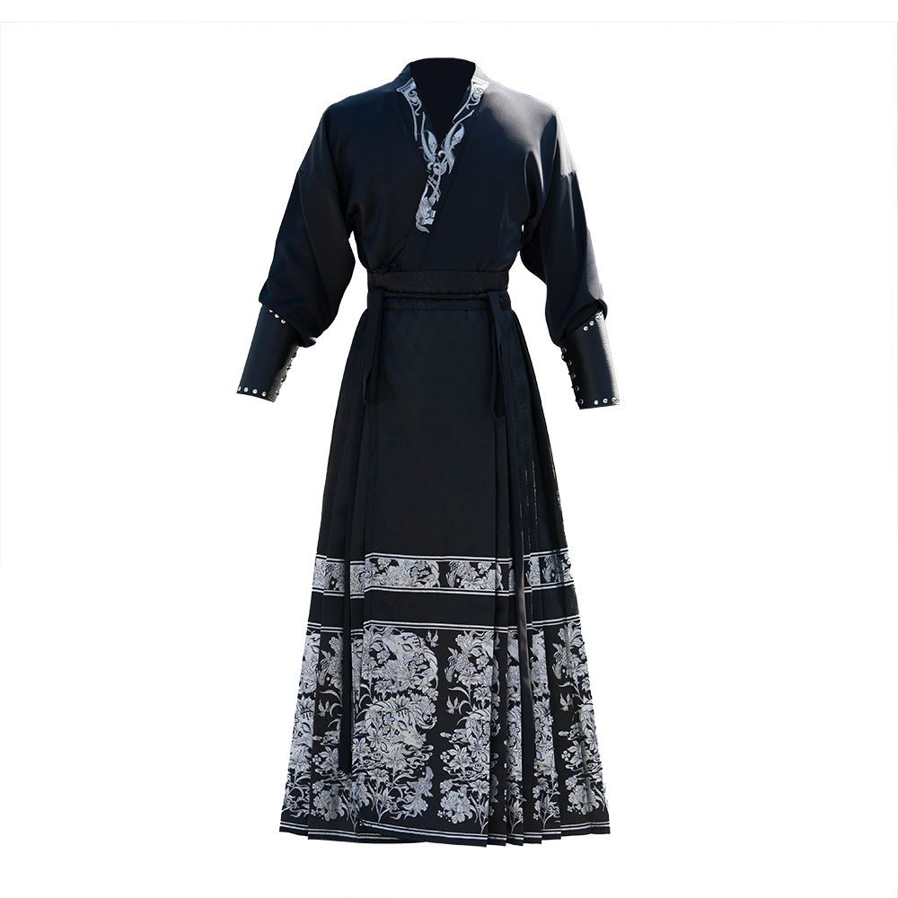 Chinese trend Hanfu for men, Chinese-style martial arts swordsman, ancient-style woven gold horse face skirt, new Chinese-style student men couple set Item Picture