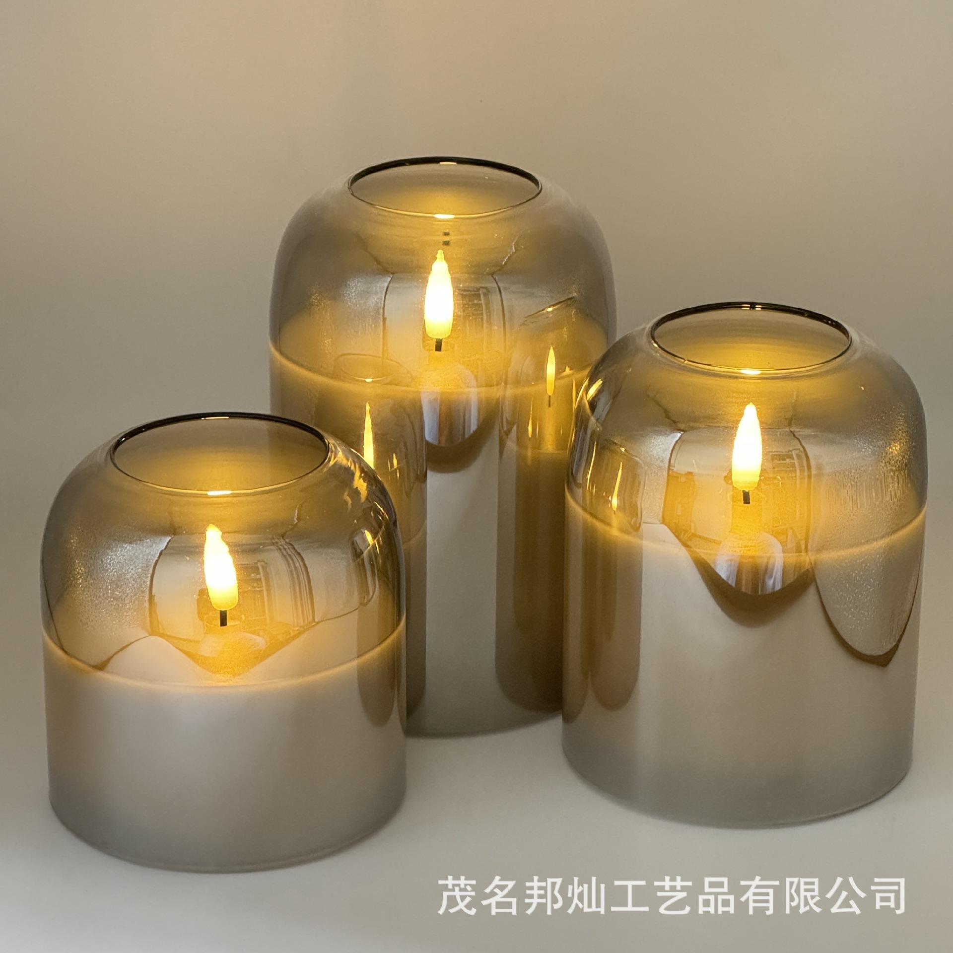 10cm圆囗玻璃蜡烛灯遥控玻璃蜡烛灯 电子蜡烛 缩口玻璃灯LED蜡烛