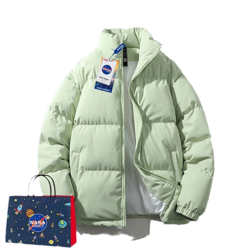 NASA Stand-up collar couple's trendy cotton-padded jackets for men and women 2025 new winter thickened warm down casual bread jackets Item Picture
