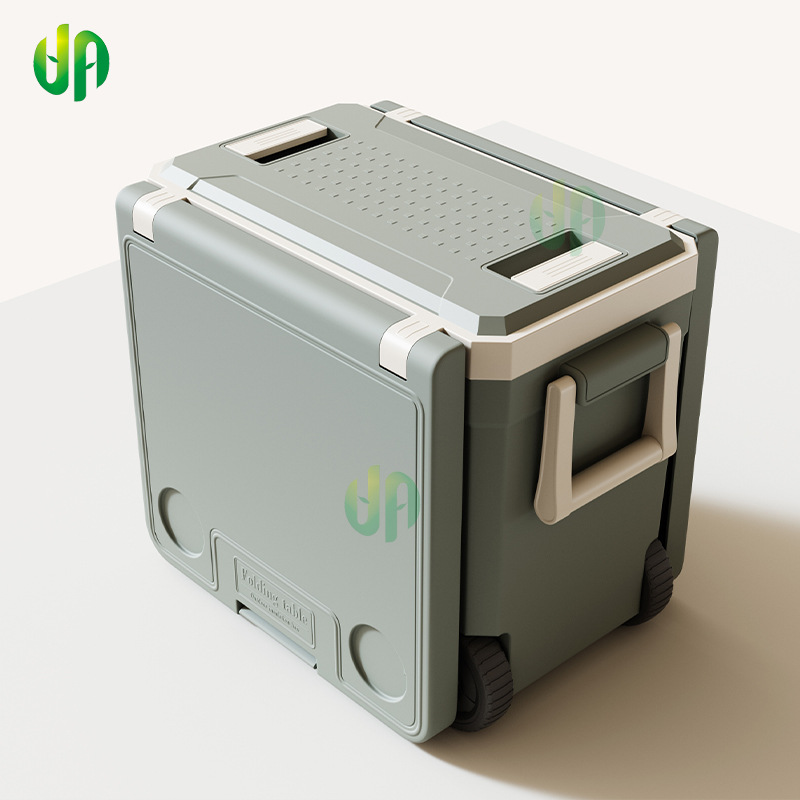 Custom-made outdoor folding camping table, insulated box, portable barbecue and picnic 46-liter multi-functional pull rod table and chair refrigeration box details Picture