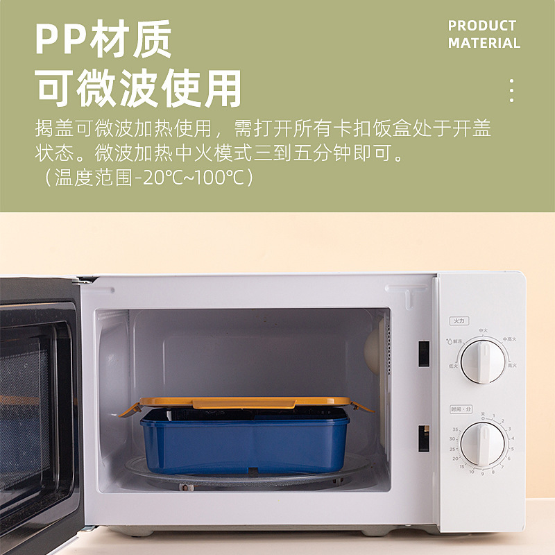 卡通创意塑料分格翻盖午餐盒可微波炉加热便携午餐盒水杯套装礼品产品图