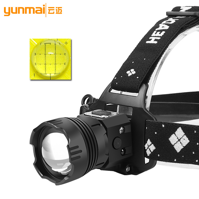 XHP99 high-intensity LED sensor headlamp, USB charging, head-mounted built-in battery, long press to power off, telescopic zoom