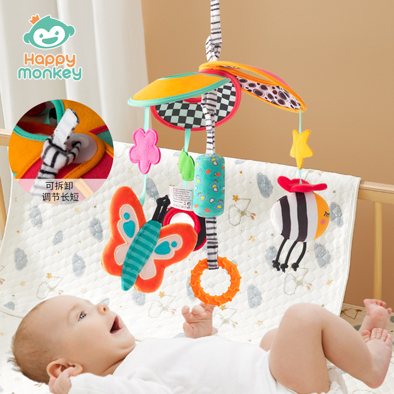 Happy monkey Baby Stroller Hanging Piece Hanging Umbrella Newborn Bed Bell Bed Hanging Wind chime Baby Soothing Toy details Picture