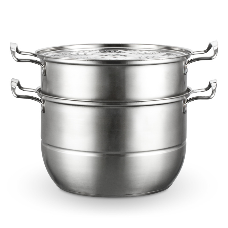 新款厨房用品韩式不锈钢蒸锅加厚复底三层蒸锅无涂层多用汤蒸锅细节图