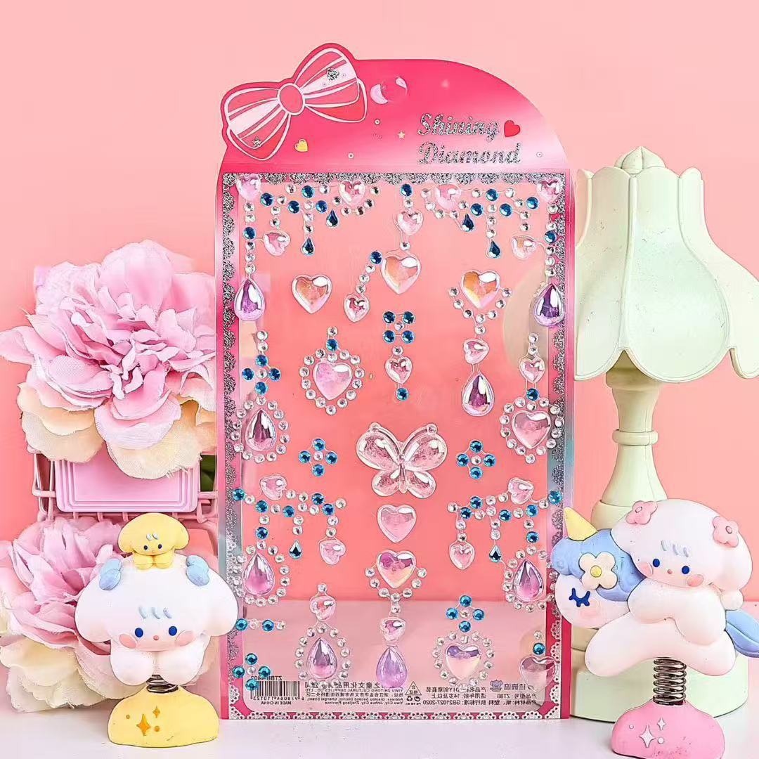 Cartoon shiny and sparkling diamond stickers for girls, cute stickers for children, princesses, relief diamond wholesale Application Scenario