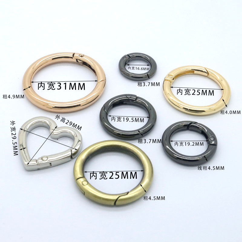 Wholesale metal spring ring hangers, open ring bags, buckle ring accessories, key rings, diy repair, hardware spring rings details Picture