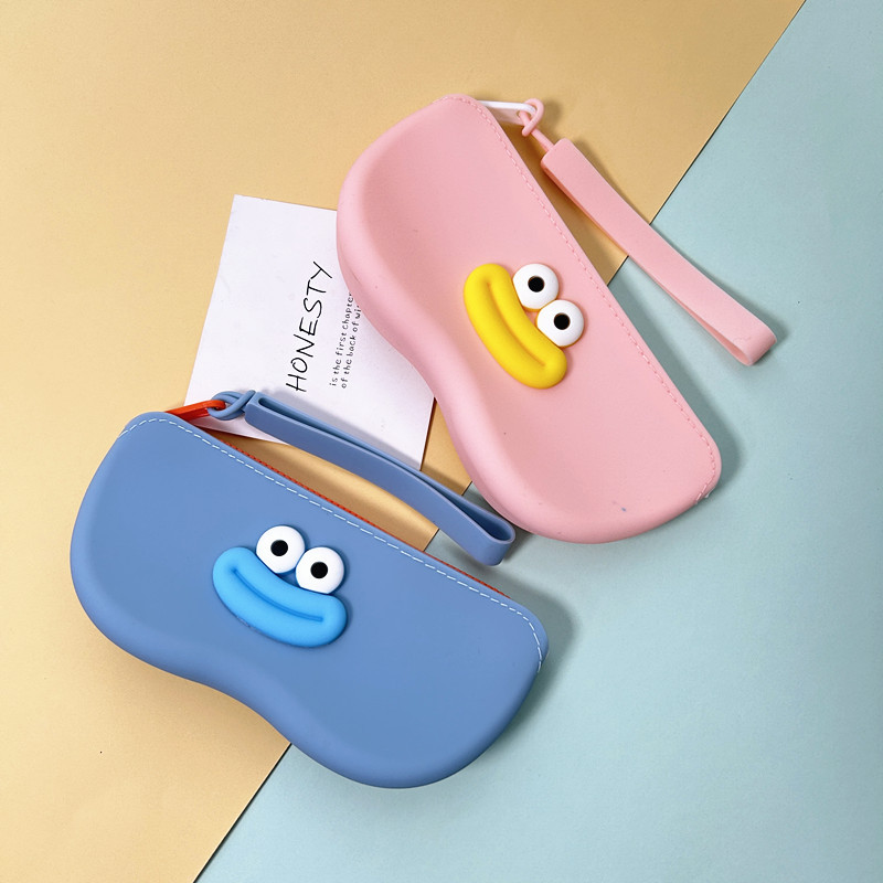 可爱搞怪香肠嘴墨镜收纳袋随身便携眼镜盒收纳包防摔硅胶收纳袋