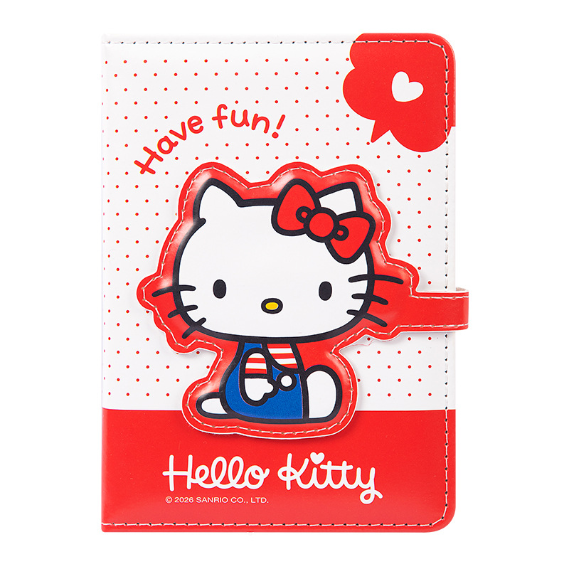 Guangbo Stationery's genuine Sanrio Hello Kitty A6 color page leather notebook, student magnetic buckle notebook, diary notebook Item Picture