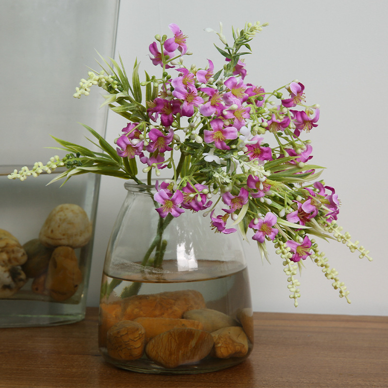 仿真花客厅室内假花装饰单枝迷你丁香花欧式简约绢花陈设创意花卉