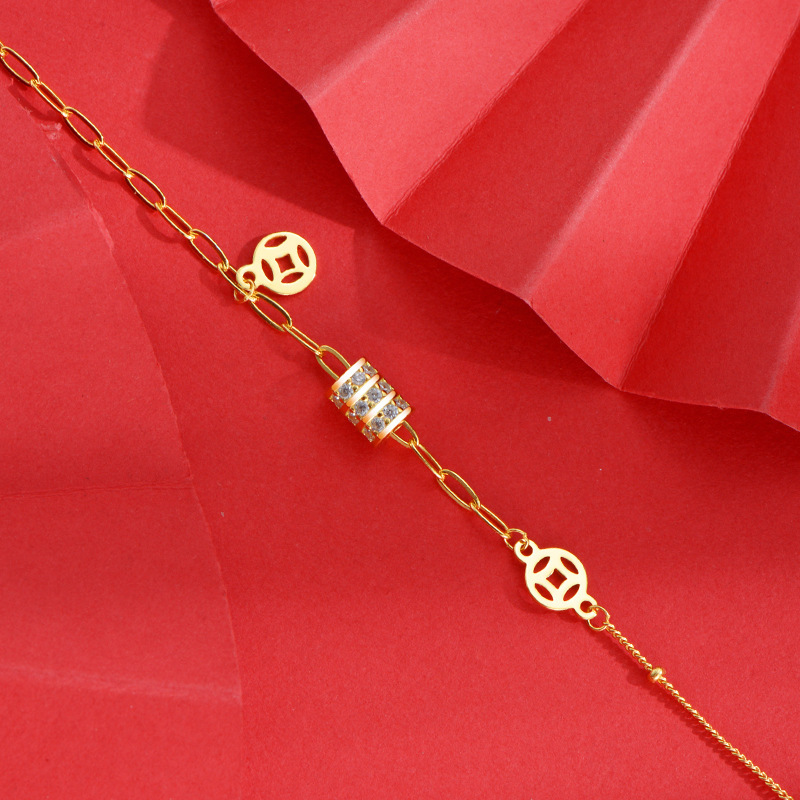 s925 Silver Waist Copper Coin bracelet for women, fashionable and elegant Chinese style, versatile, best friend wrist and jewelry, one-piece consignment Specification drawing