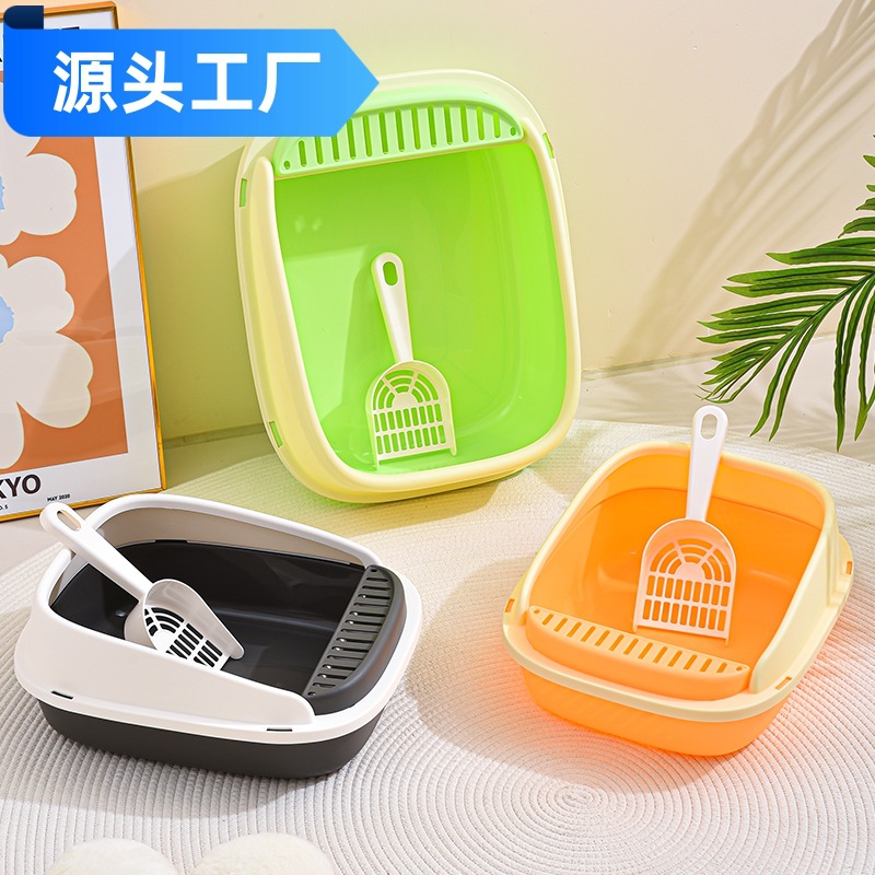 Rongka Pet Cross-border Cat litter box, extra-large semi-enclosed cat toilet with anti-splash function, anti-odor cat litter box, free cat litter shovel, cat supplies
