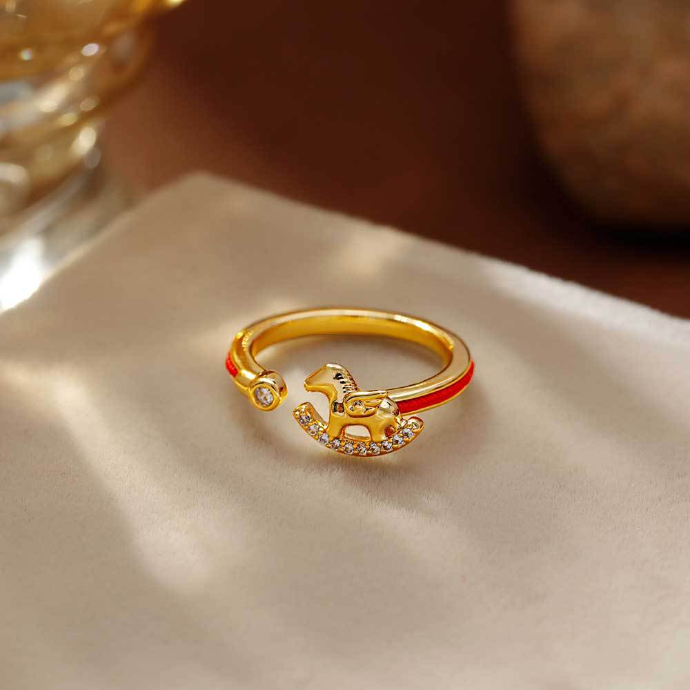 Hyacinth Red Horse Year Small Horse Ring for Women 2026 New Bestseller Zodiac Horse Index Finger Ring, a niche model for the zodiac year Application Scenario