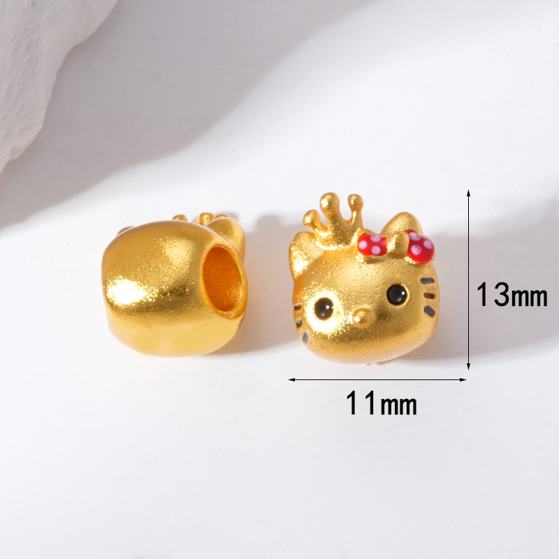 Ancient-style sand gold kt cat large hole beads that do not fade for a long time, cartoon personality diy bracelet necklace, handcrafted accessories wholesale Specification image