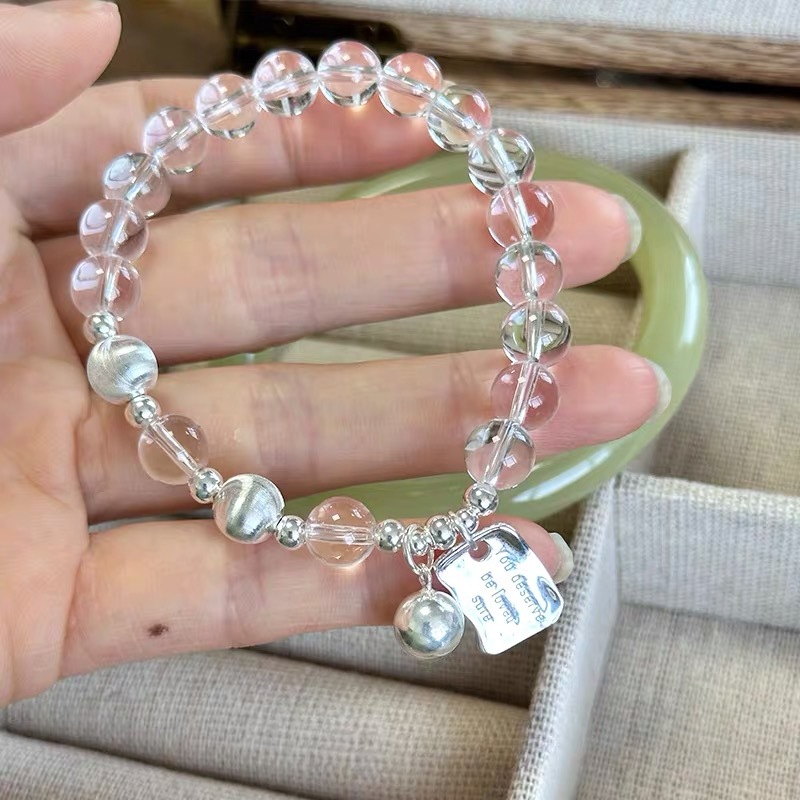 s925 sterling silver white crystal cat's eye round bead bracelet, a cool and refreshing women's ins style simple and versatile accessory Application Scenario
