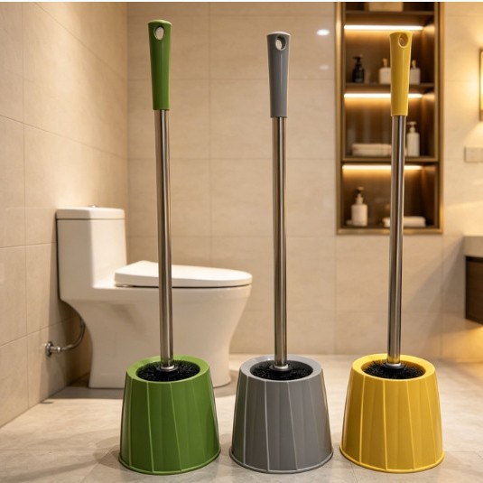 No blind spot brush, long-handled soft bristle toilet cleaning brush, household simple and elegant toilet brush set, bathroom cleaning brush, toilet details Picture