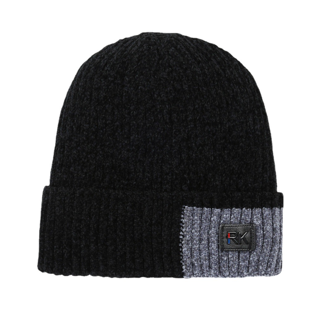 Winter fleece Chenille woolen cap for both men and women, outdoor cycling thickened windproof and warm pullover cap, simple style Item Picture