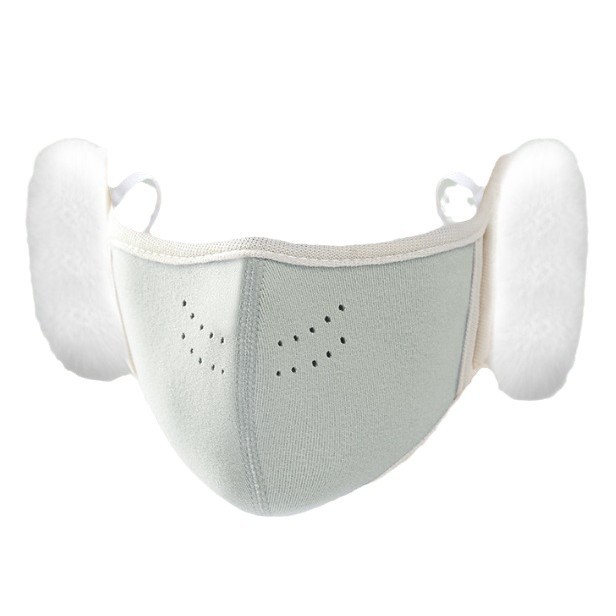 Children's warm mask, ear protectors and ear cups two-in-one solid color breathable three-dimensional plush ear covers for boys, girls and students to keep warm Item Picture