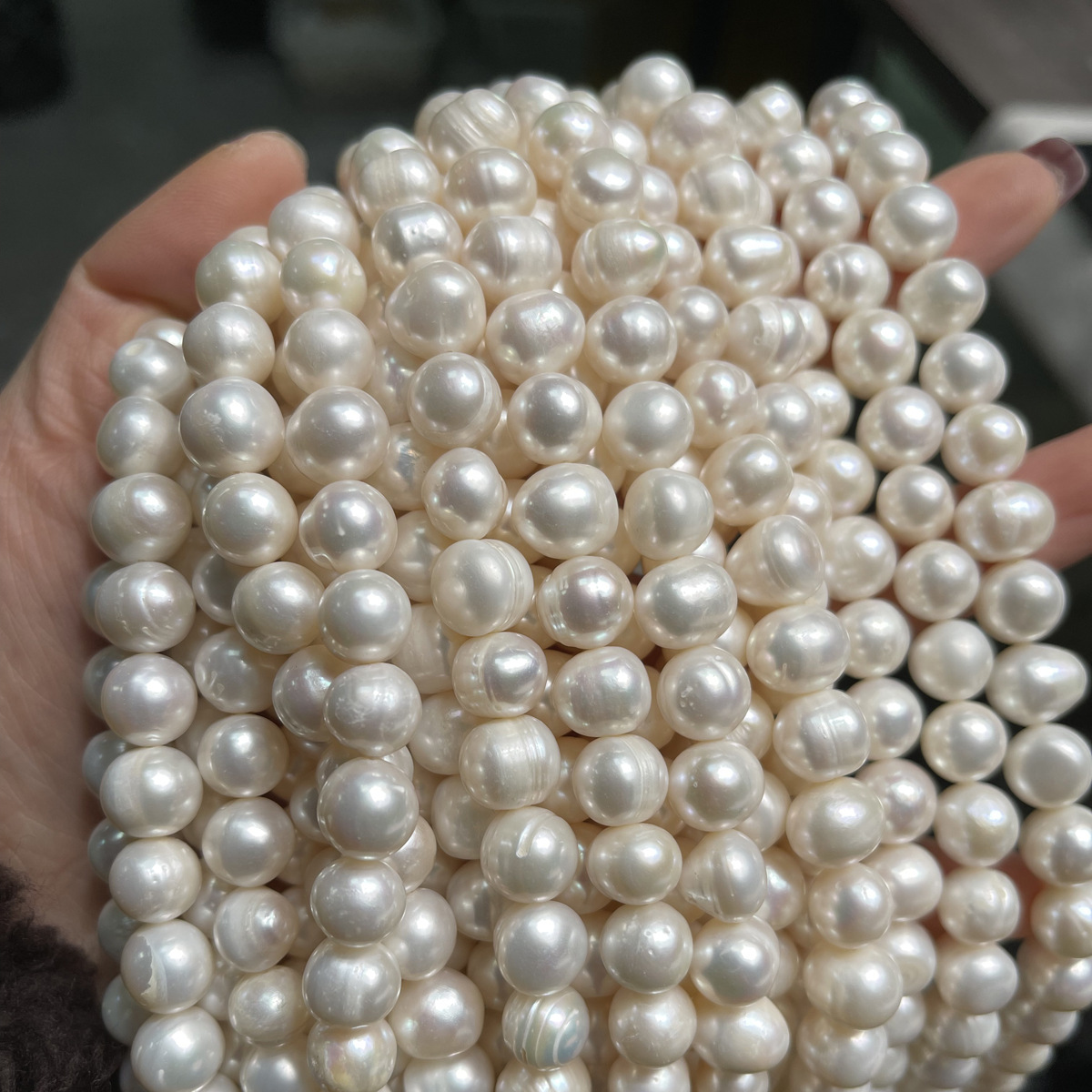 Natural freshwater pearl loose beads 10-11mm potato-shaped straight hole beaded necklace DIY jewelry accessories batch details Picture