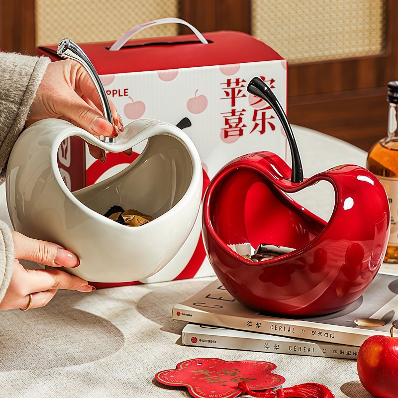 创意轻奢高档水果篮爱心苹果置物架客厅家用果盘高颜值陶瓷摆件