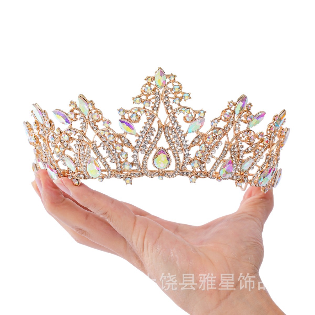مظهرة بالذهب، مرسومة بالماسات الكريستالية، ثوب الزفاف المزينة، تاج المكياج Item Picture