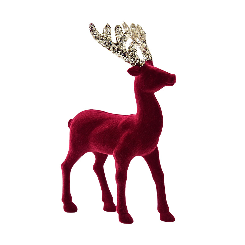 Christmas decorations: Christmas reindeer desktop ornaments, Christmas tree decorations, hanging ornaments, red velvet deer pendants Item Picture