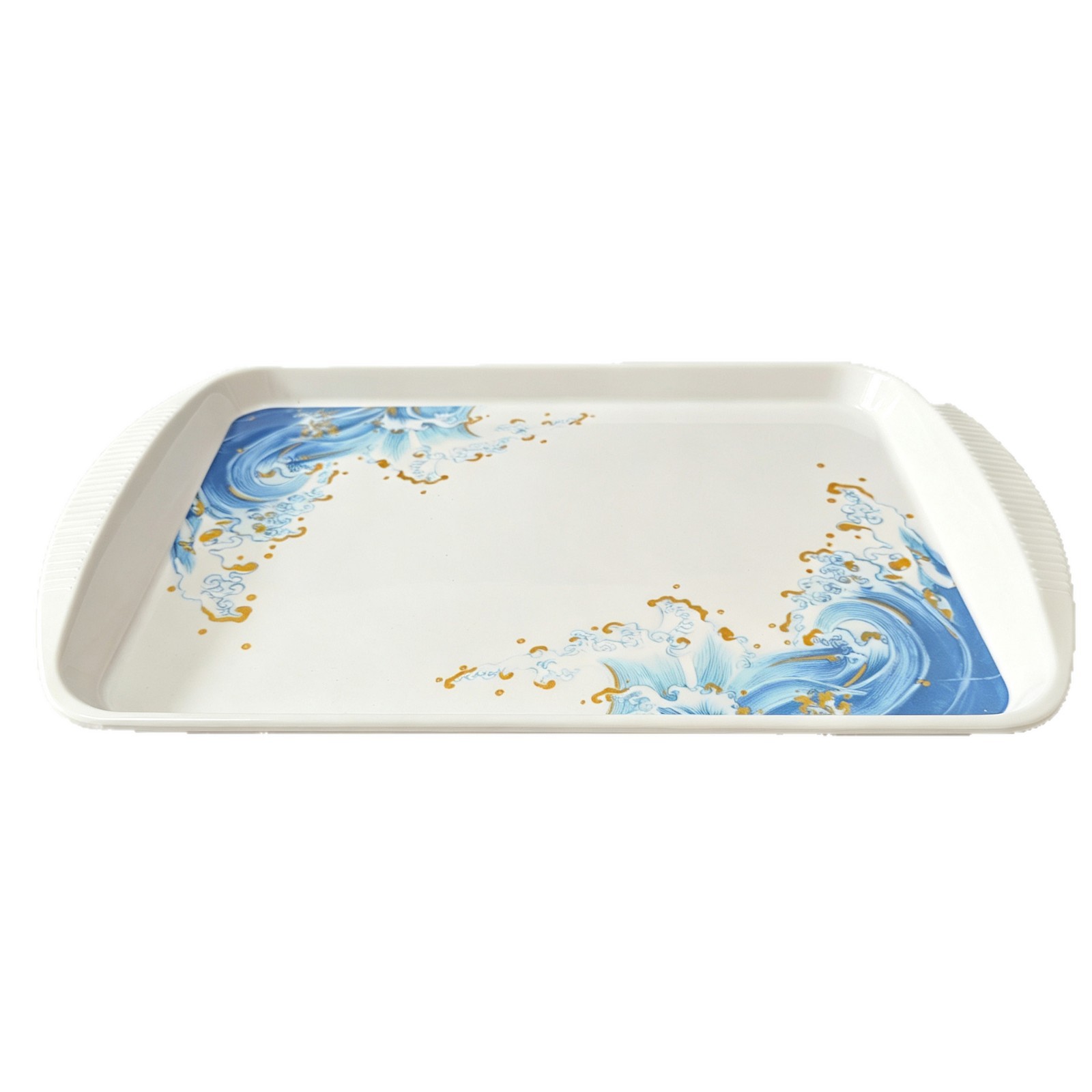 White wave plates for foreign trade, melamine tableware, rectangular trays, Western-style plates, commercial, shock-resistant rectangular plates Item Picture