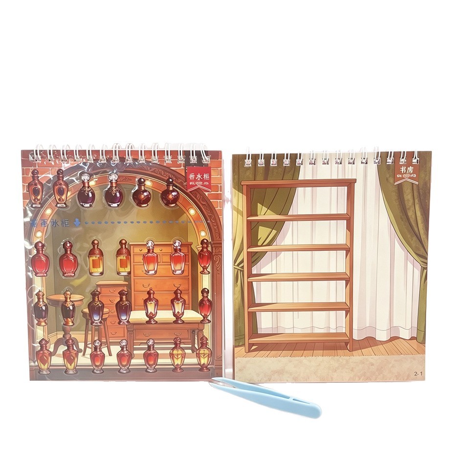 The new Time Shop landscape collage book features cute cartoon scene material stickers and little girl stickers for fun Item Picture