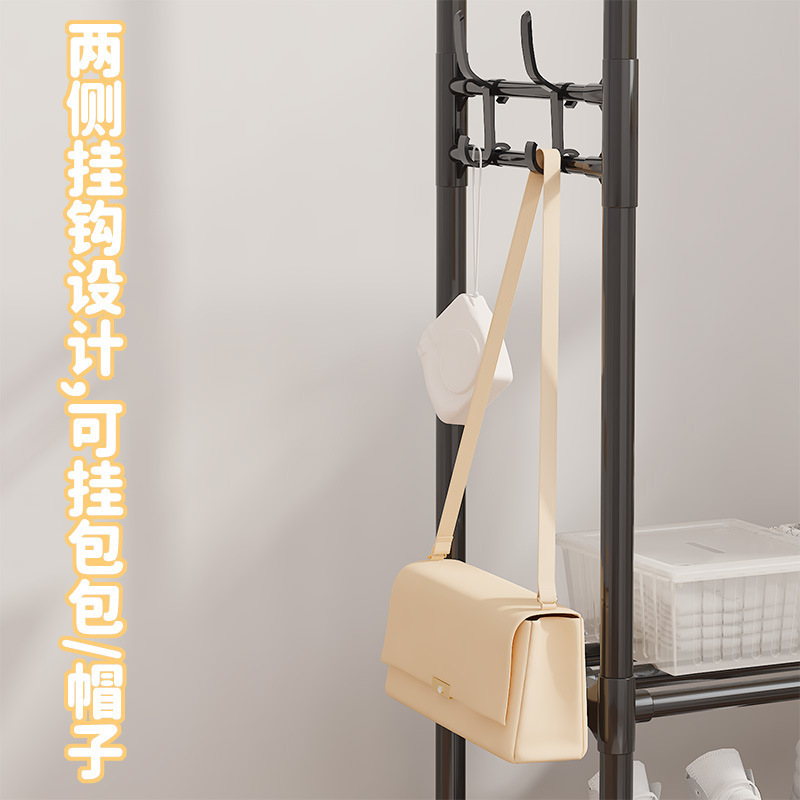 Cross-border best-selling simple multi-functional all-in-one shoe and hat rack, home bedroom storage rack, clothes drying rack, coat rack Application Scenario