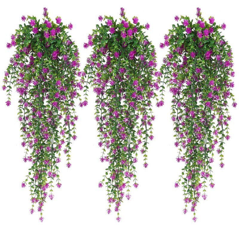 仿真壁挂尤加利茶花藤蔓户外家居吊顶装饰摆件仿真花绿植批发