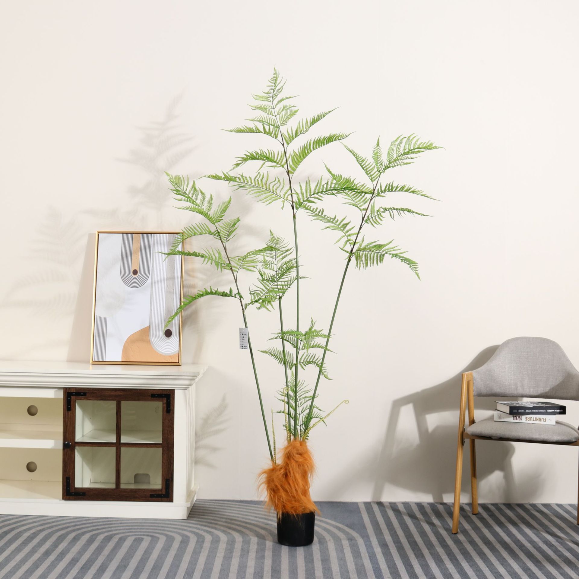 Simulated green plant Golden monkey head fern, indoor living room and bedroom, bionic green plant Golden silk fern, outdoor courtyard decorative potted plant Specification image