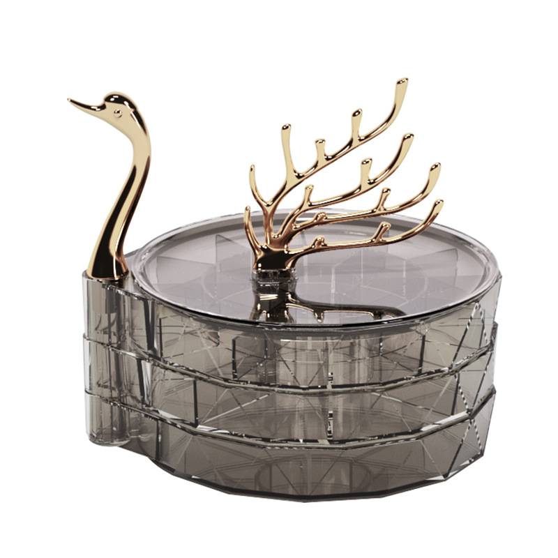 Self-designed Swan Dream Desktop jewelry Box, cross-border large-capacity stud earrings, earrings and jewelry storage box Item Picture
