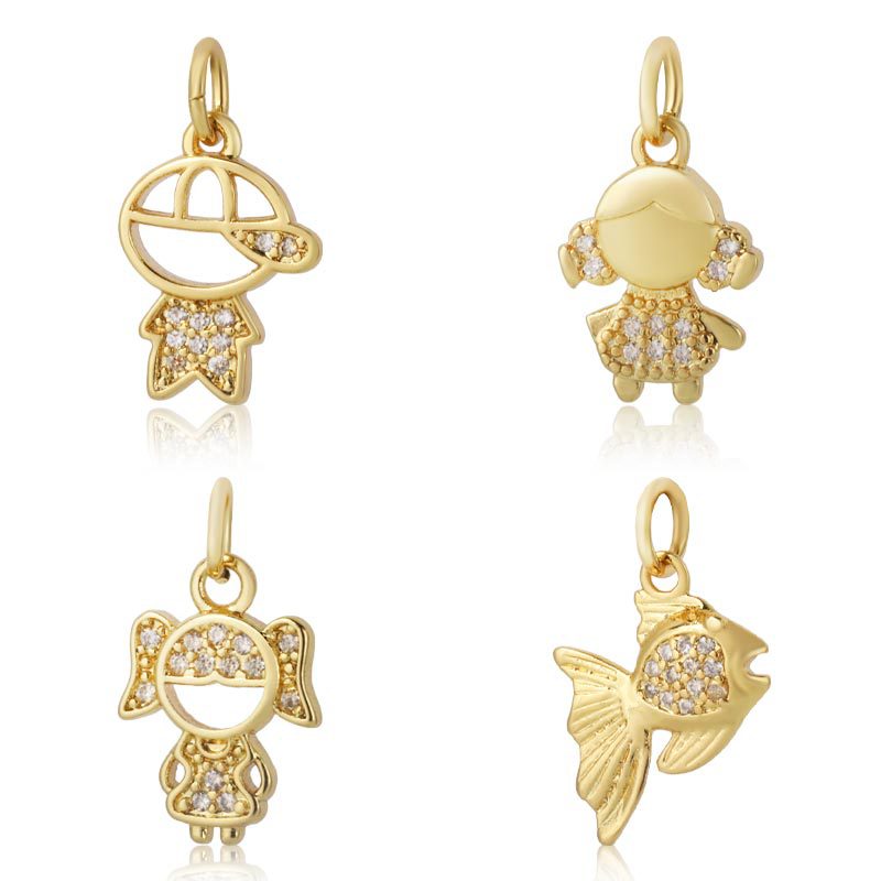 Wholesale of cross-border best-selling 18k gold and diamond necklace pendants for boys and girls, animal small ornaments and accessories Application Scenario