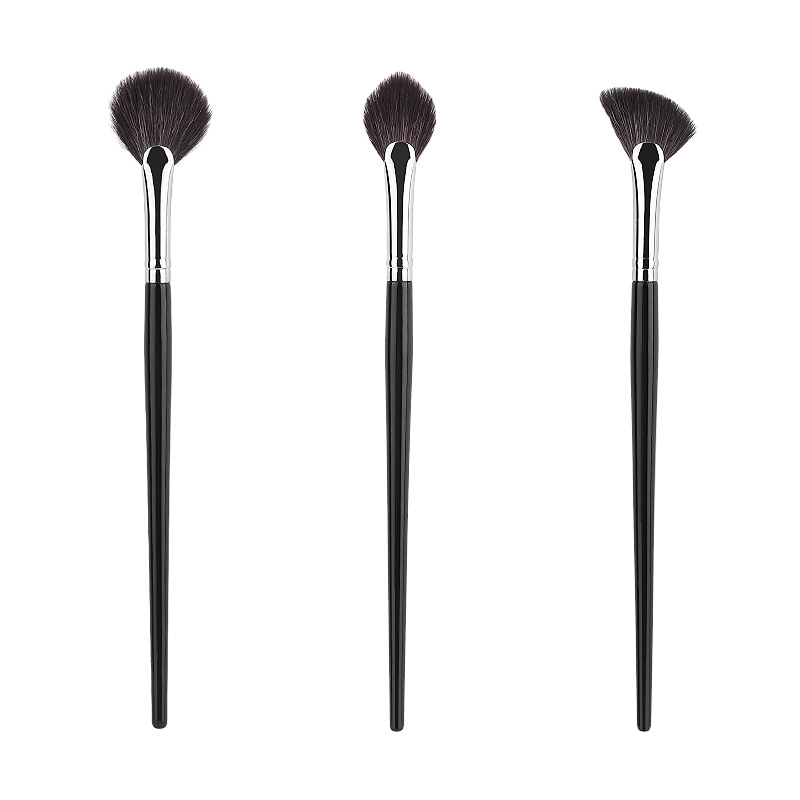Fan-shaped high-gloss brush with fine light edge wool, super soft contouring shadow brightening brush, one set of makeup brush Item Picture