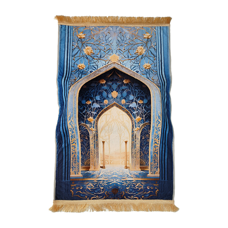 New 8cm thick Amazon cross-gift scene prayer carpet living room prayer and thick prayer velvet printed cushion Item Picture