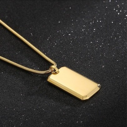 Stainless steel mirror-polished military brand pendant, niche design, hip-hop couple necklace wholesale, engraved European and American accessories details Picture