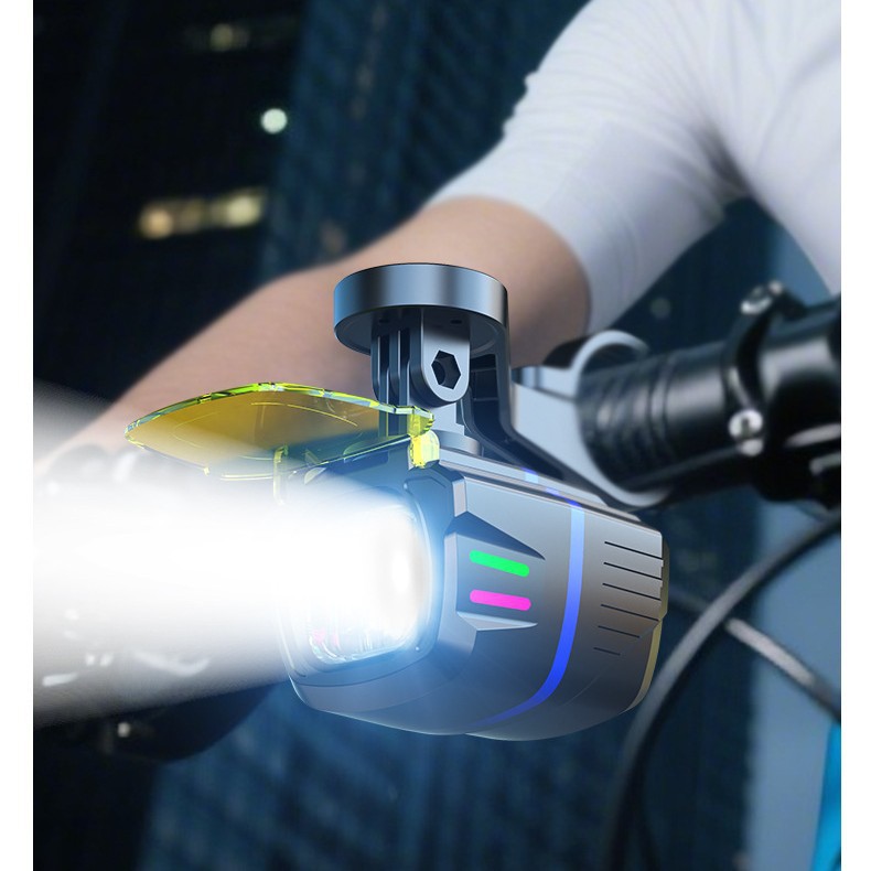 New type of bicycle light hoisting cut-off line mountain road bicycle headlight large lumen intelligent remote control aluminum cycling light details Picture