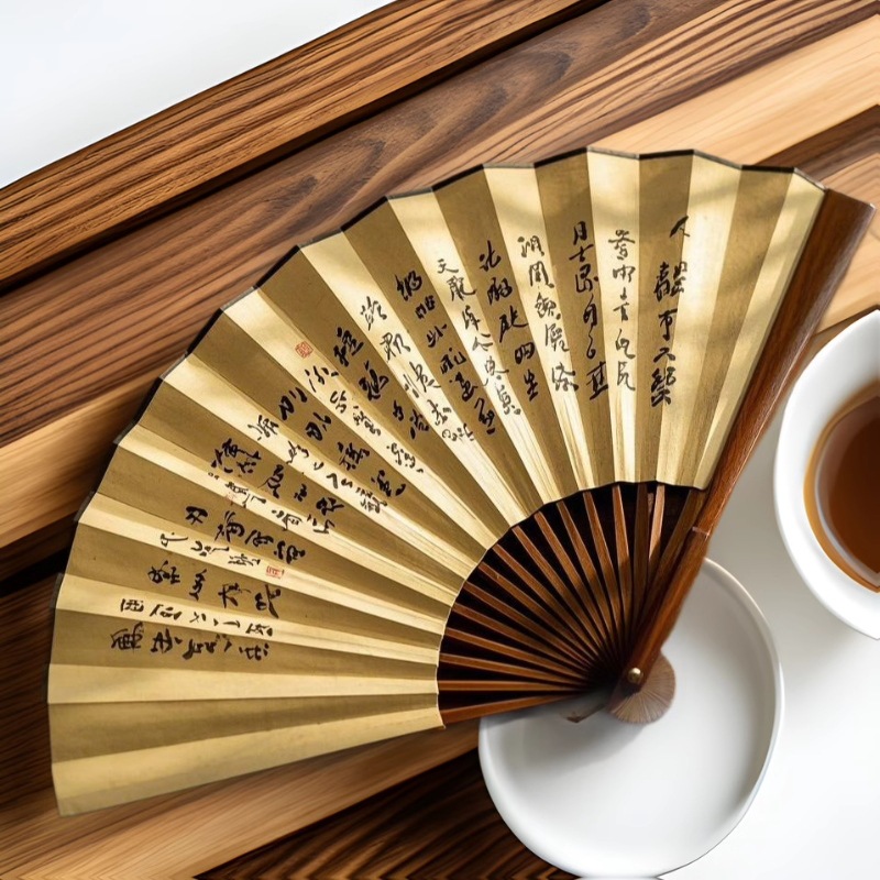 厂家直销手工艺制作木扇中式书法国潮折扇子批发