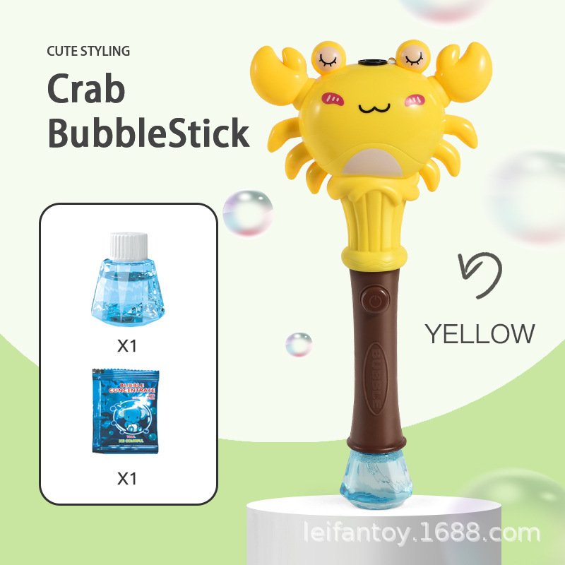 A new cross-border best-selling electric cartoon crab bubble stick light handheld fully automatic children's bubble machine toy details Picture