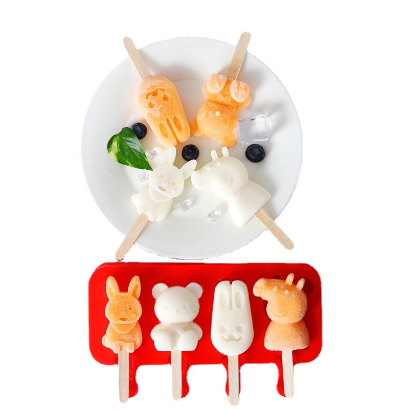 Molde molde de helado de helado hogar para paletas de hielo para sorbete de hielo abrasivo de silicona casera congelación cubo de hielo para niños cute mordida pegamento bebé Item Picture