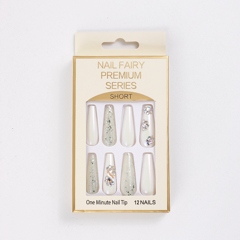 Cross-border long T-shaped false nail, glitter and sequin nail art, colorful artificial rhine-dotted ballet nail, wearable nail wholesale Application Scenario