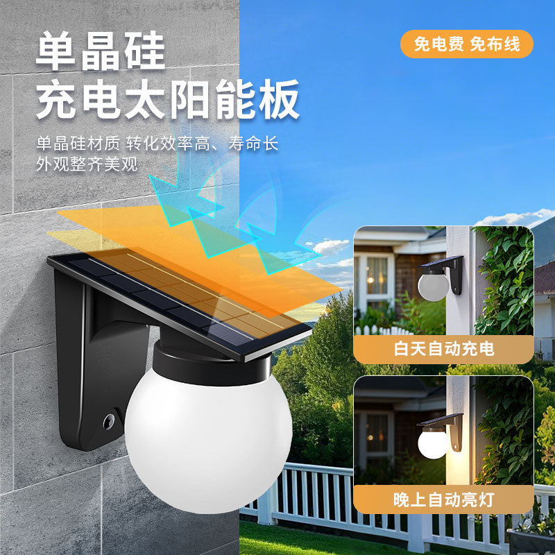 New cross-border solar decorative lamp, outdoor waterproof, courtyard landscape, villa garden decoration, spherical wall lamp details Picture