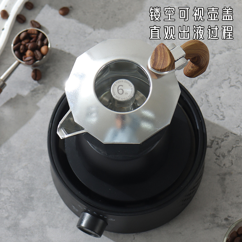 The 6th generation new double-valve Mocha pot, the 3rd generation pressure-increasing valve coffee pot, is a portable hand-cranked Italian coffee maker for home use Application Scenario