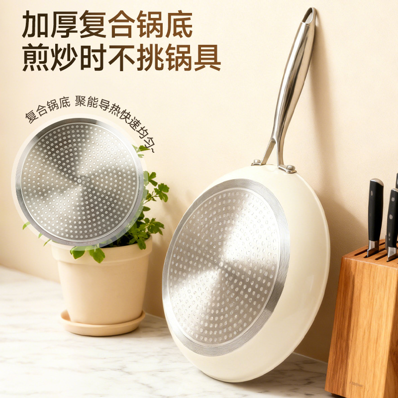 Factory wholesale tourmaline non-stick pans, titanium-containing woks, induction cookers, gas stoves, aluminum alloy lightweight flat pans Application Scenario