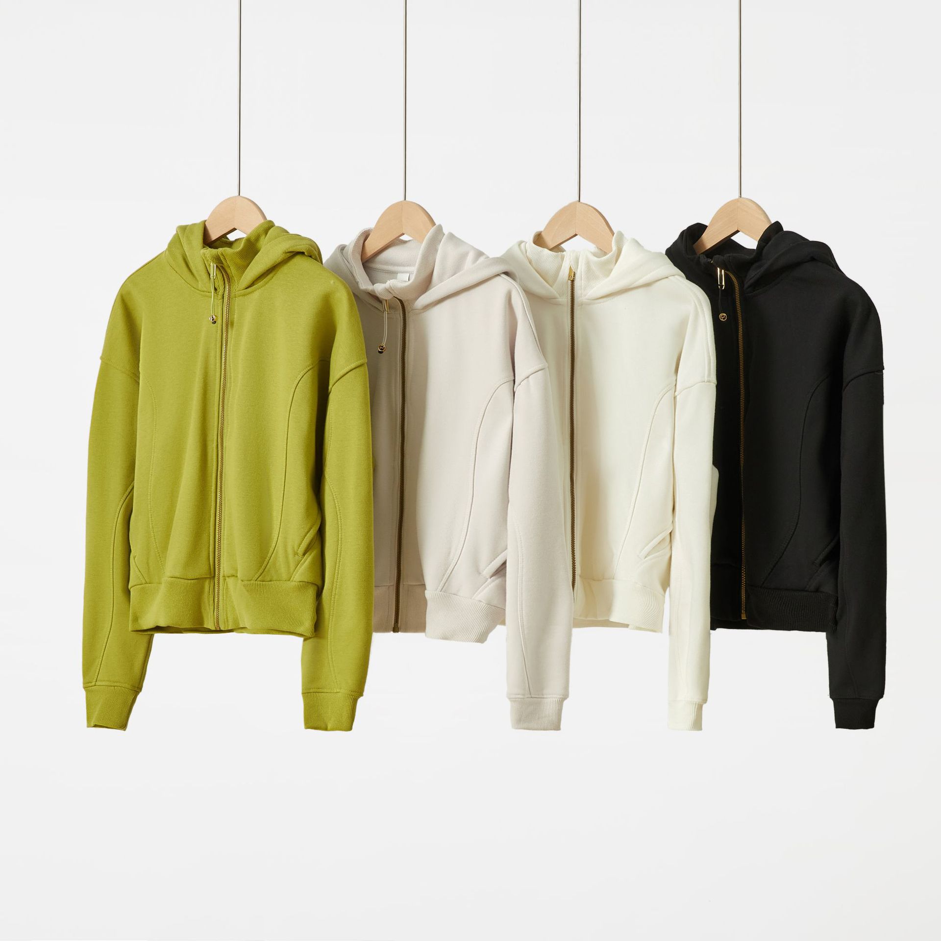 秋冬新款GOLDstitch女士半高领连帽衫懒人连帽卫衣拉链外套