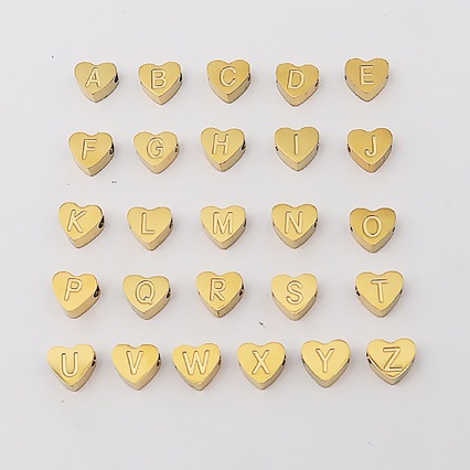 European and American stainless steel perforated heart-shaped pendant, 26-letter logo corroded circular perforated necklace pendant, bracelet pendant